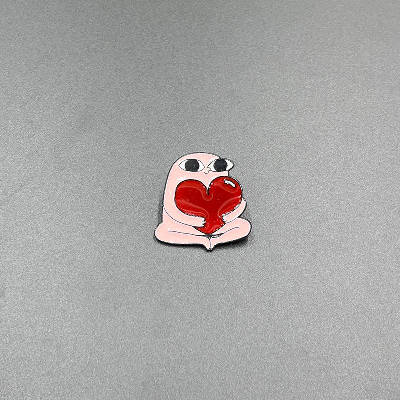 Cartoon Pink Little Monster & Avocado Coffee Cup Heart Brooch