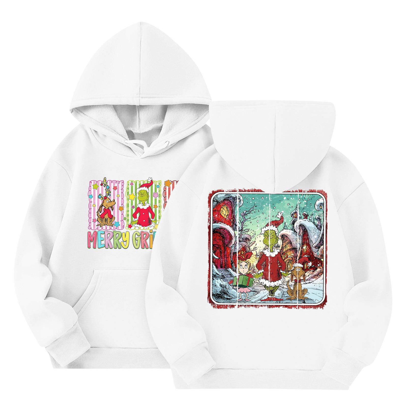 

Детская мода Легкий пуловер с длинным рукавом с карманами Толстовка с принтом 160 белый