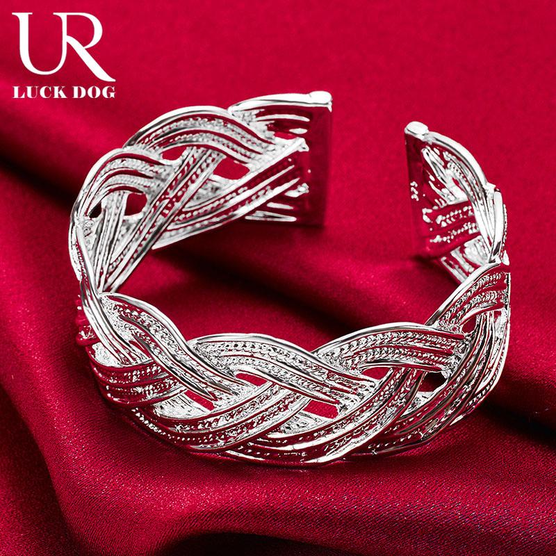 

Браслет из переплетенной сетки 27 мм из стерлингового серебра 925 пробы, модные свадебные украшения 60MM