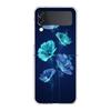 Transparent Phone Case For Samsung Galaxy Z Flip 3 4 5 6 7 Hard Folding PC Z Flip3 Flip4 Cover Cute Blue Pattern