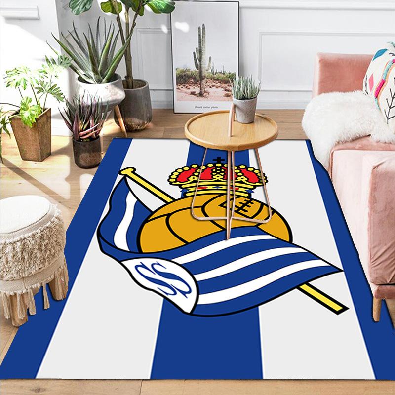 Real Sociedad Pattern Rug Floor Mat for Living Room or Bedroom Soft and Comfortable Carpet a Gift for Birthday and Holiday.