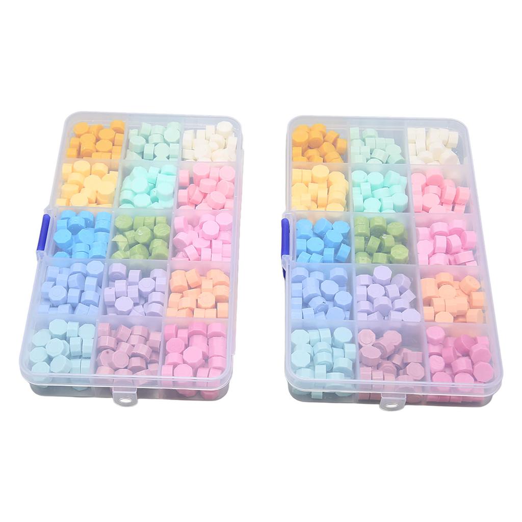 2 Box Sealing Wax Beads Assorted Color Portable Box Packed Widely Used Octagon Wax Beads for Envelop