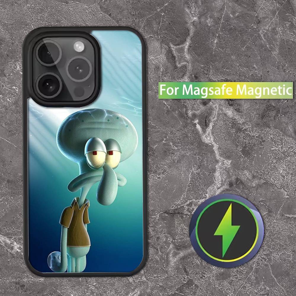 Squidward Tentacles Phone Case For iPhone 16,15,14,13,12,11,Pro,Max,Plus,Mini,SE Magsafe Magnetic Wireless Charging