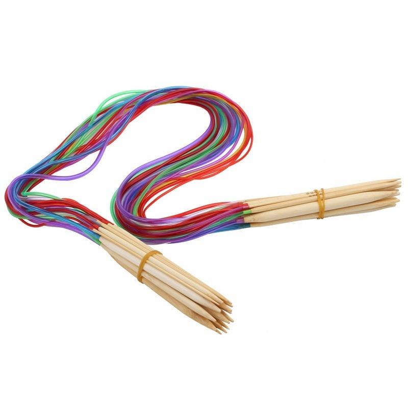 18 méret 2.0-10.0mm 80cm Bambusz Körkötőtű Készlet Színes Tubussal