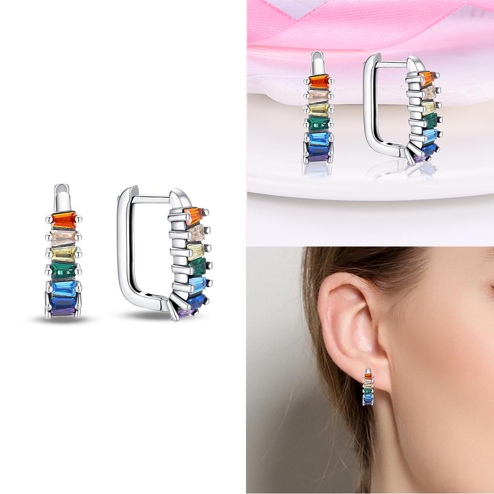Hoop Earrings 925 Silver Certified Red Bow Heart Zircon Stud Earrings Lady's Anniversary Gift Luxury Jewelry