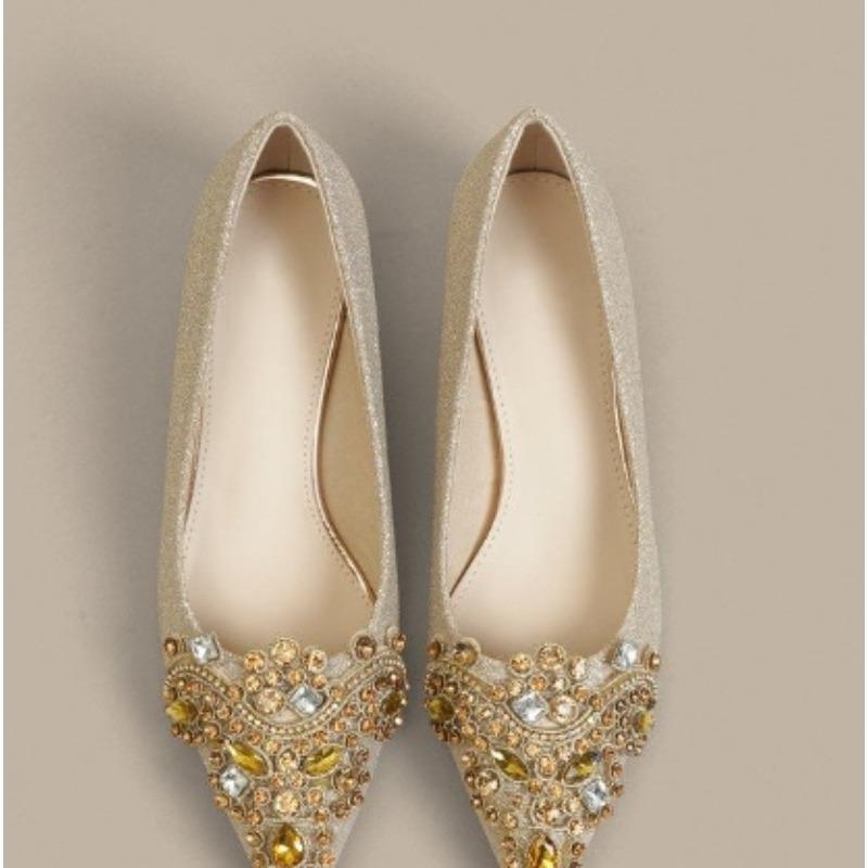 Kolor Szampana Sequin Dwustronne Noszenie Szpiczasty Nosek Niski Obcas Ślubne Buty Damskie Wygodne Przyszła Panna Młoda Druhna Buty Faiona...