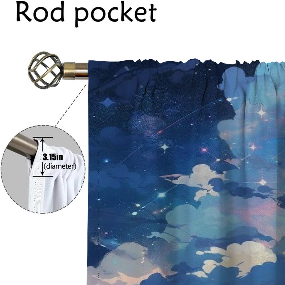 Home Interior Curtains for Living Room Curtain Sky and Ocean Shades Anti-mosquito Curtains 2 Pieces Tulle for Bedroom Partition