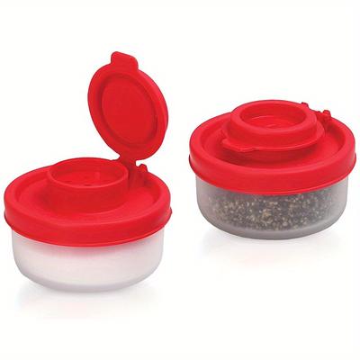 Mini druskos ir pipirų indelis piknikui, lauko virtuvei, pietų dėžutei, kelionėms, plastikinis prieskonių indelis su sandariu dangteliu, dozatorius, pagardų indelis