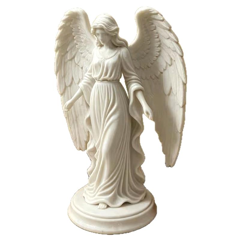 3D Printing White Angel Statue With Exquisite Wings And Matte Finish Perfect For Home Living Room Decor Shelf Display