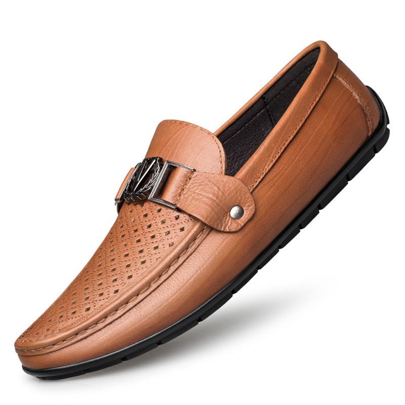 

Doudou shoes men s lazy shoes spring and summer flat-bottomed driving shoes low-top foot cover large-size breathable leather shoes men 46