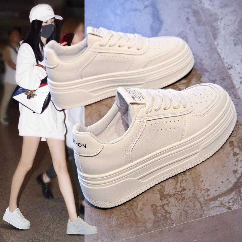 

Женские белые дышащие туфли на толстой подошве - Удобные, Нескользящие, Легкие, Кроссовки-скейты на платформе для весны и осени 35