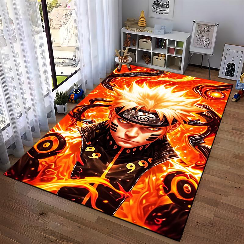 "Anime-Inspired Fiery Character Design Carpet for Living Room Decor" Suitable for Use As an Anti-slip for Living Room Bedroom Sofas