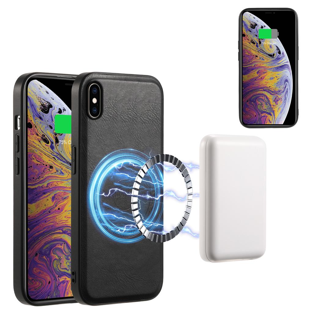 DENIOR For iPhone XS Max Magnetic Case PU Leather Coated PC+TPU Shockproof Phone Cover