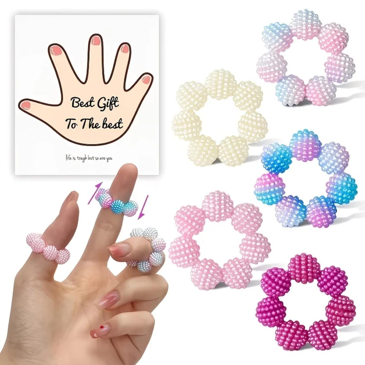 

5Pcs Adjustable Spiny Ball Finger Rings, Multi-Color Gradient Decompression Massager, For Home Office Travel Holiday Gift Presents United States