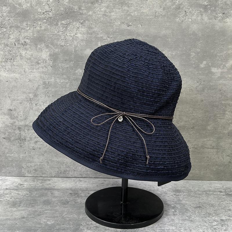 Japanische Schleife Süßer Fischerhut Damen Sommer Strand Krempe Reise Sonnenschutz Vielseitiger leichter Stoffhut