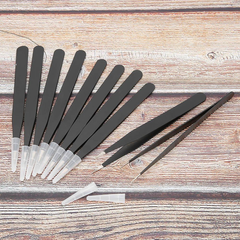 Zestaw 10 szt. Pęsety ze stali nierdzewnej antystatyczne o wysokiej precyzji narzędzie do napraw domowych