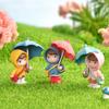 5Pcs Mini Girls Holding Umbrella Figurines Statues for Party Office Birthday Automotive Dashboard Center Console Decoration
