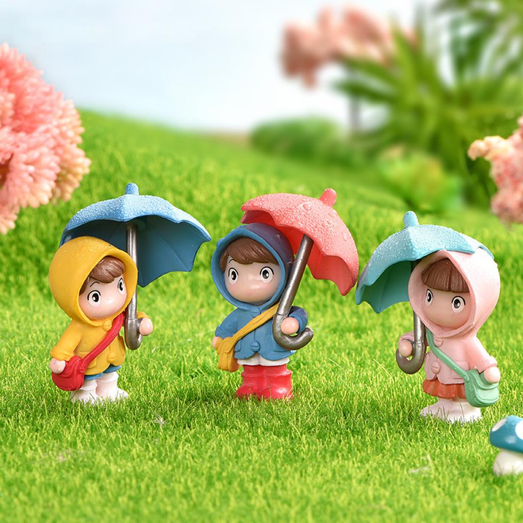 5Pcs Mini Girls Holding Umbrella Figurines Statues for Party Office Birthday Automotive Dashboard Center Console Decoration