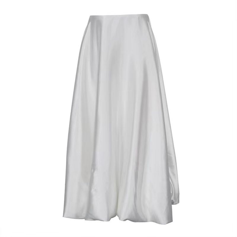 

Fashion Style High Waist Drooping Skirt Casual Pettiskirt High Waist Casual Puffy Skirt Beige M
