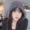 Autumn and Winter Colorful Woolen Hats for Women Korean Style Face Showing Small Knitted Hats with Straps To Keep Them Warm and Ear Protecting.