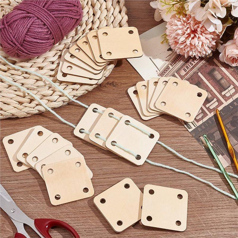 AS60-24Pcs Square Weaving Card, 1.8X1.8Inch 5 Holes Cards Handmade Weaving Tools For Weaving Supplies Tablet Weaving
