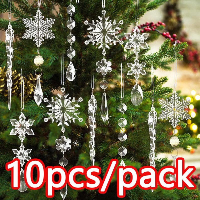 

(10pcs/pack)11cm-18cm Ice Cone Set Christmas Tree Icicle Decoration Pendant Winter Party New Year Decoration Acrylic Simulation M чистый