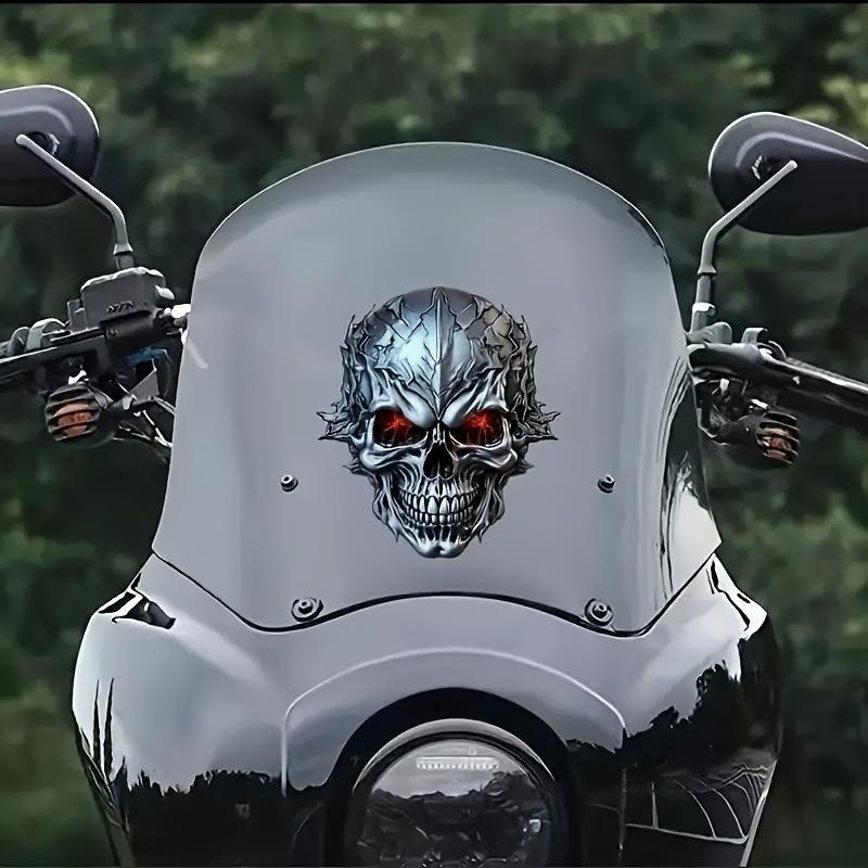 Totenkopf Aufkleber Auto Motorrad Wasserdicht Totenkopf Abziehbild Rote Glühende Augen für Fahrrad Motorrad