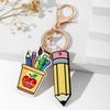 English Letter Pencil Rainbow Keychain Geometric Shape Teacher Education Pendant  Graduation Season
