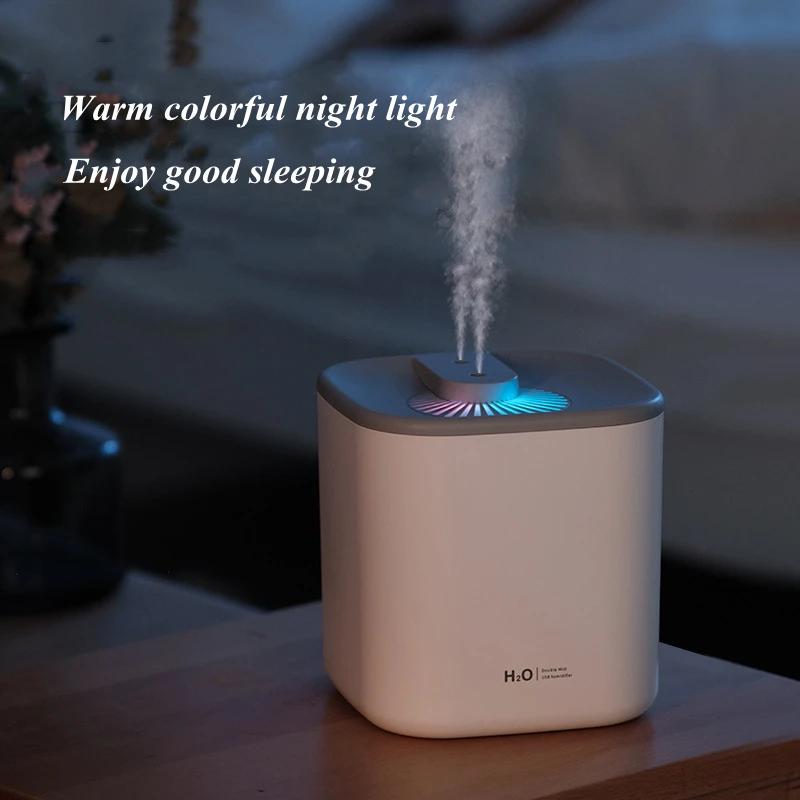 3000ML Large Capacity Dual Nozzles Ultrasonic Air Humidifier USB  Essential Oil Diffuser with LED Light  Appliances