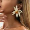 Salircon Vintage Hyperbole Acrylic Flowers Stud Earrings for Women Boho Sweet Elegant Earring Fashion Jewelry Accessories Mujer