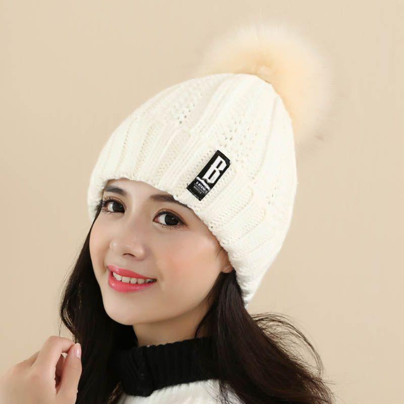 Luxurious Winter Fashion Knitted Hat Charm Women Adjustable Warm Woolen Hats For Cold Weather