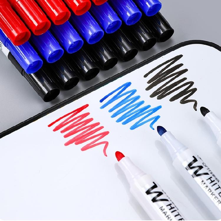 10Pcs Erasable Whiteboard Marker 2.0mm Line Width Marker Water Based Inks Quick Drying for Office Black Redness Or Blue