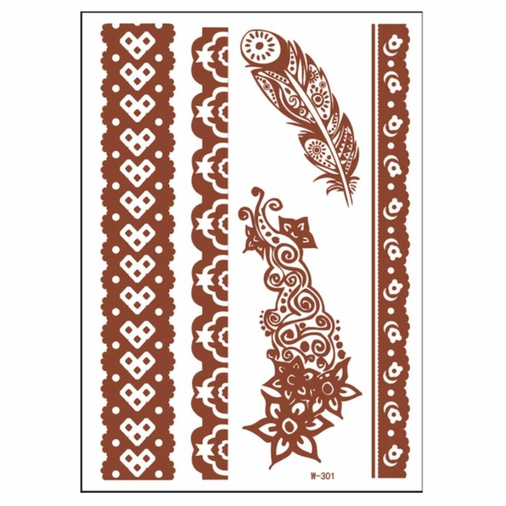 Lace Fake Tattoo Henna Tattoo Stickers Legs Arm Red Henna Tattoo Decals Temporary Tattoo  Girls