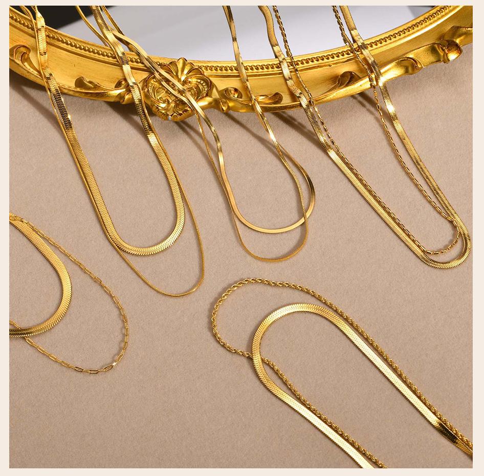 Snake With Rope Double Chain Herringbone Necklace, Layered Necklace for Women Bestfriend Birthday Gift