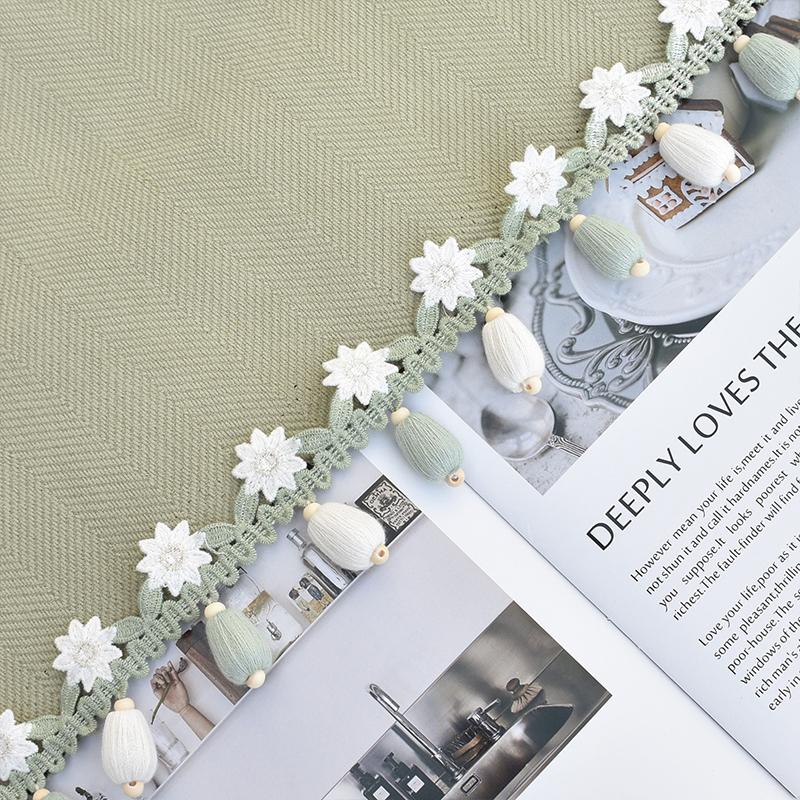 1m Träpärlor Blommigt Sömnadsspets Tofsspetskant Klädsel Gardiner DIY Syhantverk DIY Dekorationsmaterial Spetstillbehör