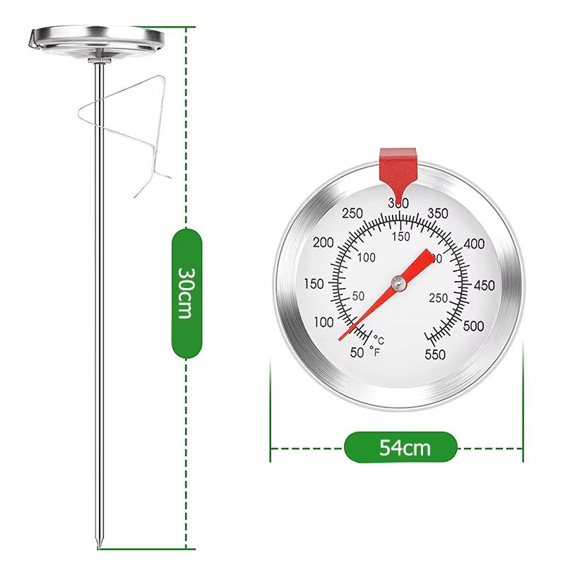 LMETJMA 20 30 40 cm Frittierthermometer mit sofort ablesbarem Zifferblattthermometer Edelstahlschaft Fleischkochthermometer JT-123