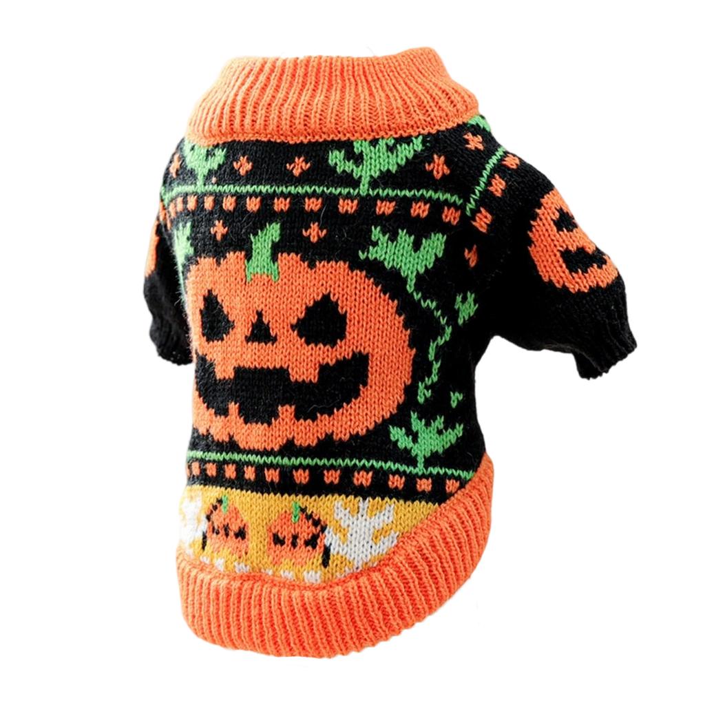Halloween Theme Pet Sweater For Small Dog and Cats With Elastic Neck Warm Winter Knitwear Outfit Festival Cerebration