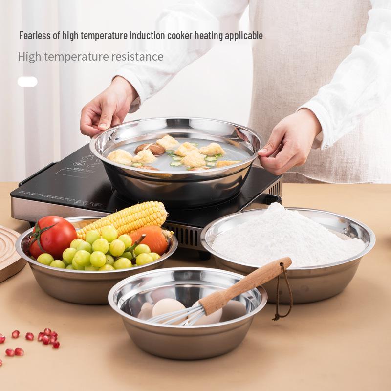 Multi-purpose Thickened Stainless Steel Non-Magnetic Bowl for Soup, Rice, Noodles, Pickles, and Egg Beating