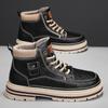 Men's Winter High-Top Martin Boots: British Style, Thick-Soled, Non-Slip, Warm Velvet-Lined, Casual Outdoor Work Shoes.