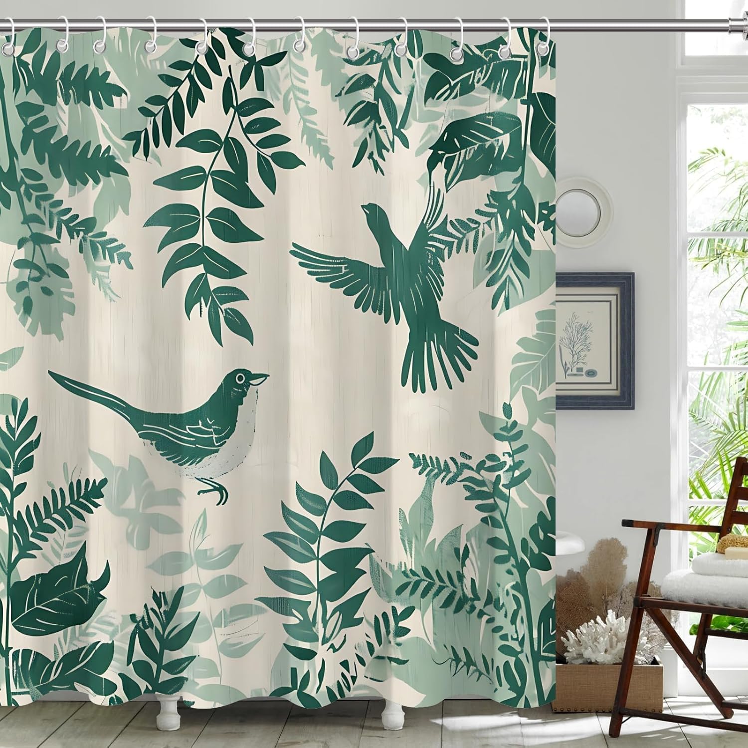 

Red Japanese Bird Shower Curtain With Crane And Plum Blossoms,Waterproof Fabric Bath Curtain, Anime Wave Style Bathroom W60H190(CM)-1 Pcs