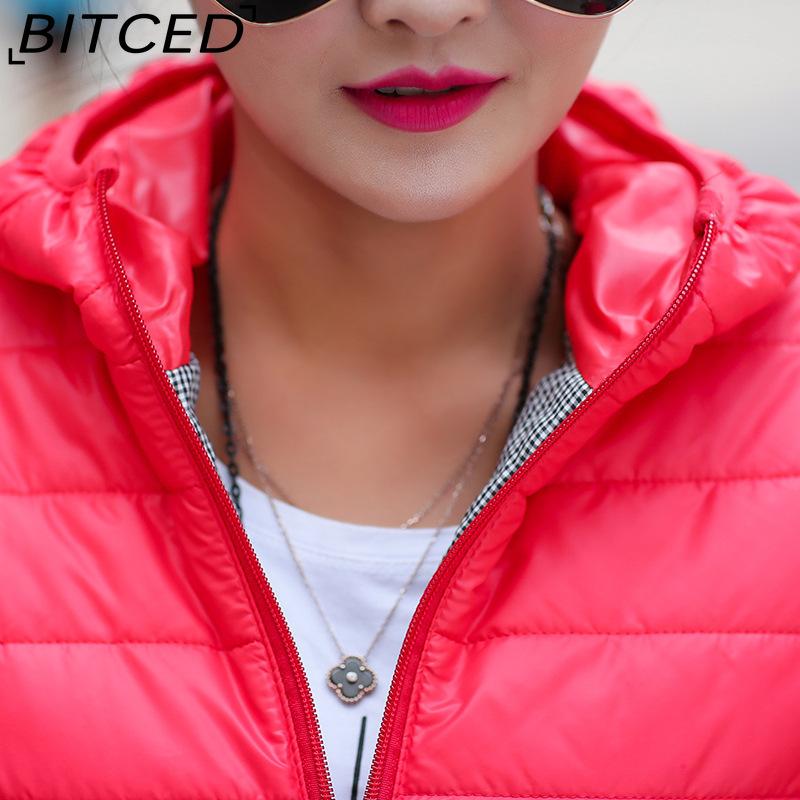 BITCED Autumn/Winter Women's Down-Filled Quilted Jacket Short-Length Hooded Cotton Coat Women's Slim-Fit Thickened Cotton-Padded Outerwear