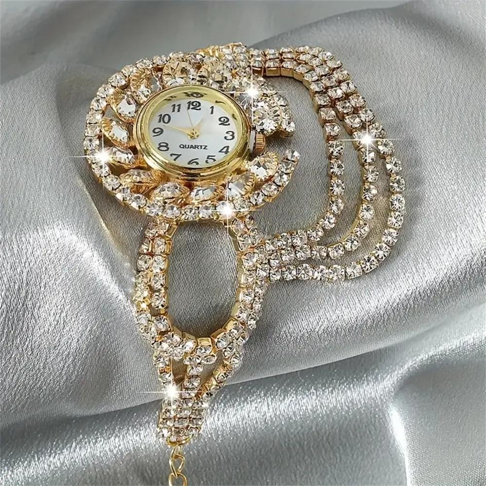 Elegant zinc alloy strap round quartz womens watch with amphibole decoration stylish accessory no chronograph