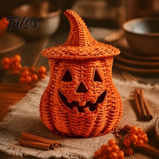 Festliche Kürbisdekoration Halloween Gruselige Aufbewahrungsbox, Harz Jack-O'-Lantern Teelichthalter, Hohl für Tischdekoration Partyhalter