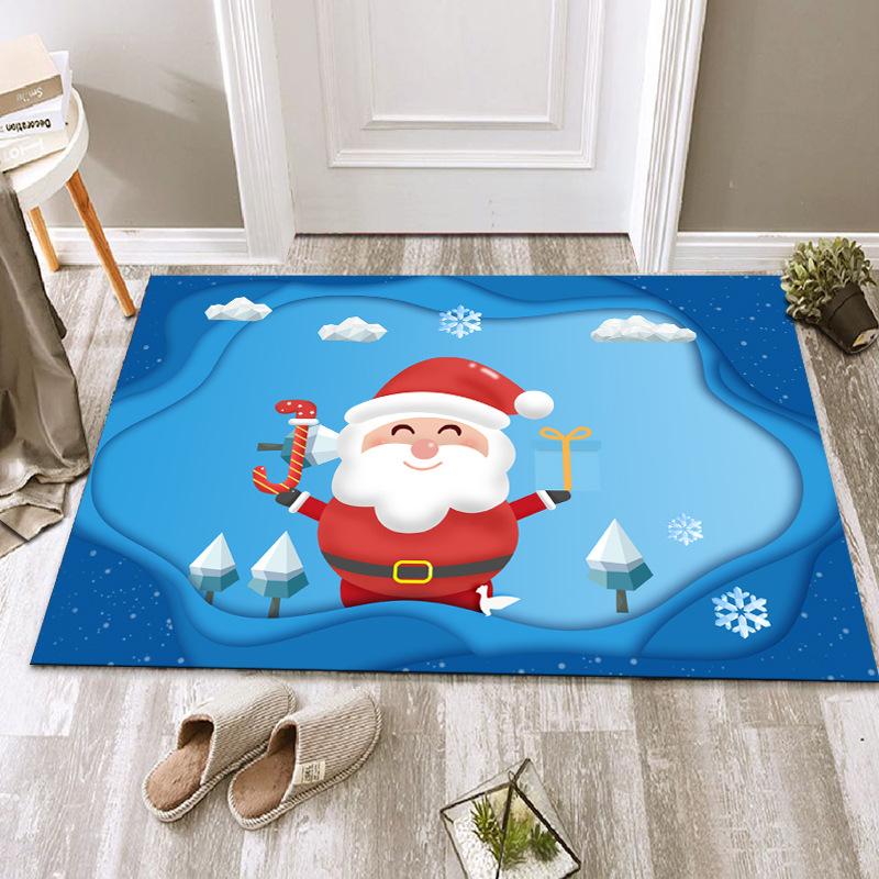 Christmas Floor Mat Festive Atmosphere Feeling Absorbent Non-slip Foot Mat Household Door Floor Mat