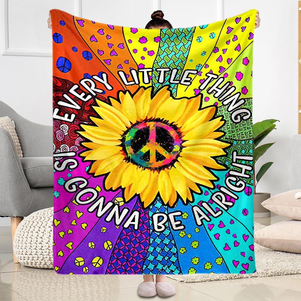 1pc Sunflower Initial blanket Soft and Warm for Sofa Office Camping Travel Livingroom Great Gift for Friends and Family Comfortable