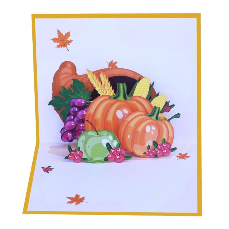 3D for Pop Up Thanksgiving Pumpkin Greeting Card Surprise Mysterious for Autumn Children Festival Holiday Gift