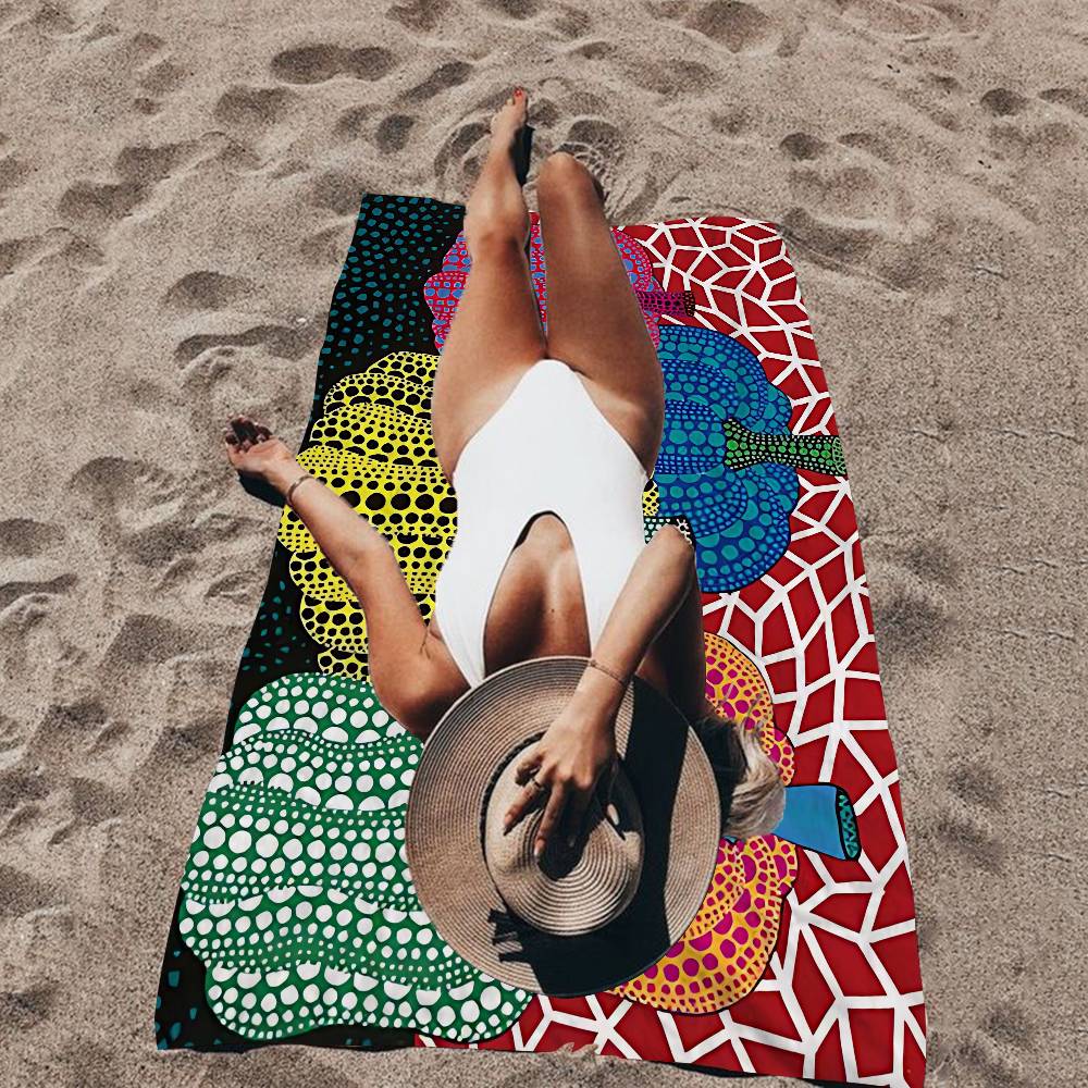 Serviette de plage en microfibre de l'artiste célèbre Y-Yayoi Kusama Absorbante Séchage rapide Douce Serviette pour Yoga Natation Vacances en station de montagne Alpinisme
