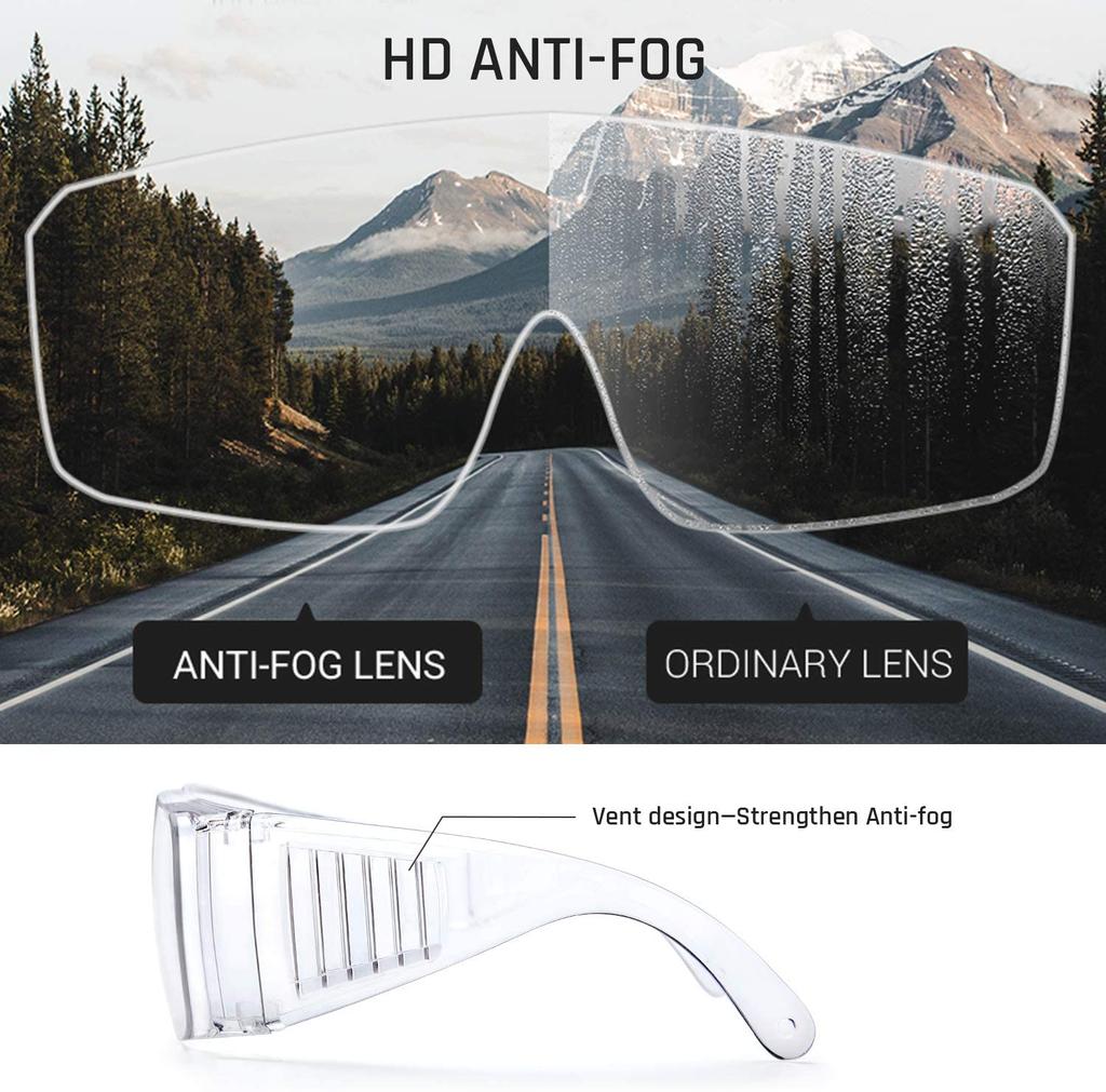 Safety Glasses 1 Pack Anti Fog Goggles Vented Sides Shield PC Frame Spectacles for Lab Medical Anti-impact Eye Protection Glasse