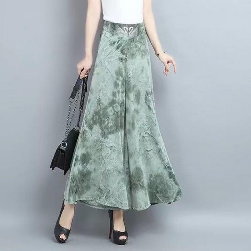 Summer 2025 Women s Chiffon Wide-Leg Nine-Point Pants L