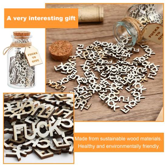 Bad Mood Gift Bottle Wooden Fucks Letter Pieces Vent Gift Jar
